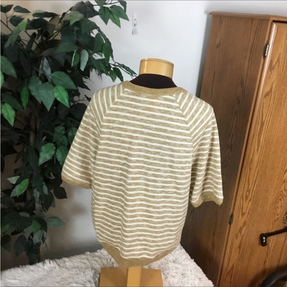Universal thread pullover Woman’s XL tan white stripe short sleeve casu… - Picture 5 of 12